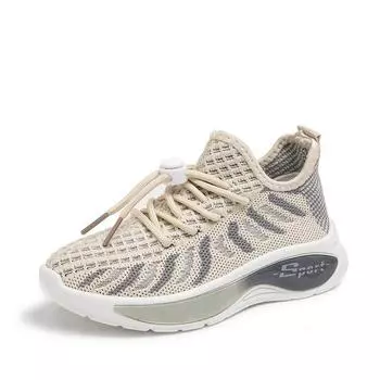 Детские новые весенние и осенние кроссовки для девочек с сетчатой поверхностью, дышащие, летающие, тканые, нескользящие, с мягкой подошвой, для мальчиков, спортивная обувь Tide 26