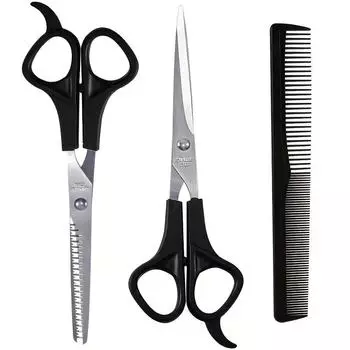 Детские ножницы для стрижки волос Набор парикмахерских ножниц Филировочные зубные ножницы Плоские ножницы чёрный