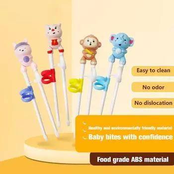 Детские обучающие палочки для еды, палочки для еды с мультяшными животными, палочки для начинающих, посуда, палочки для еды