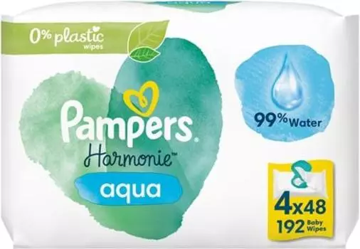 Детские очищающие салфетки Pampers Harmony Aqua TU прозрачный