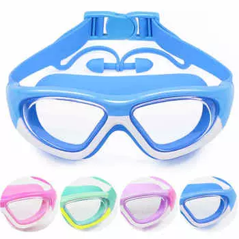 Детские очки для плавания, детские очки для плавания с широким обзором, противотуманные и УФ-очки для бассейна с берушами, очки для занятий спортом на открытом воздухе, дайвинга
