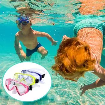 Детские очки для плавания с защитой носа, регулируемая подушка для лица для подводного плавания с маской и трубкой, противотуманные очки для плавания с широким обзором для детей синий