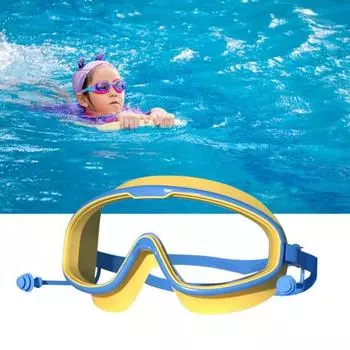 Детские очки для плавания с затычкой для ушей, водонепроницаемые, без утечек, с защитой от запотевания, УФ-излучения, прозрачные линзы, силиконовые очки для мальчиков и девочек 3-15 лет, подводное плавание с аквалангом