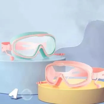 Детские очки для плавания с затычкой для ушей, водонепроницаемые, без утечек, с защитой от запотевания, УФ-излучения, прозрачные линзы, силиконовые очки для мальчиков и девочек 3-15 лет, подводное плавание с аквалангом
