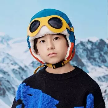 Детские очки Lei Feng шляпа пилот северо-восточная холодная осень и зима большой мальчик ухо шляпа лыжное поле зима хулиган красивый Children (around 3-10 years old) тёмно-синий