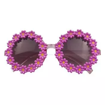 Детские очки, пляжные декоративные круглые детские очки с цветочным узором, умная одежда для девочек, защита глаз, модная повседневная одежда фиолетовый