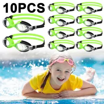 Детские очки. Удобные очки для плавания для детей от 3 до 14 лет. (Черный зеленый)