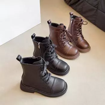 Детские одинарные ботинки, стильные и модные ботинки Martin 26 коричневый