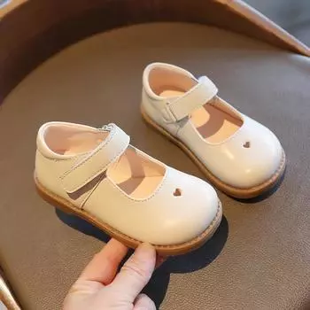 Детские одиночные туфли с мягкой подошвой на липучке, весенне-осенняя детская обувь, маленькие кожаные туфли для девочек в стиле ретро, универсальная тенденция обуви принцессы 21 коричневый