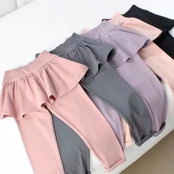 Детские однотонные брюки-кюлоты для девочек, цельная юбка-брюки 160