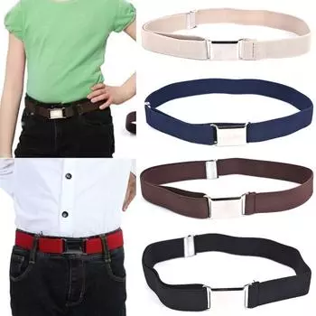 Детские однотонные холщовые ремни унисекс, эластичный регулируемый ремень для мальчиков и девочек чёрный