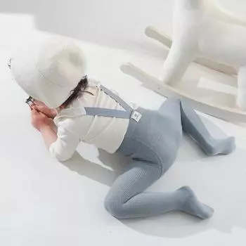 Детские однотонные колготки на подтяжках для девочек, весна-осень, для маленьких девочек и мальчиков, с высокой талией, с перекрещивающимися лямками, леггинсы, колготки S белый