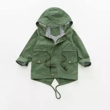 Детские однотонные куртки-пальто для девочек и мальчиков 100 армия зеленый