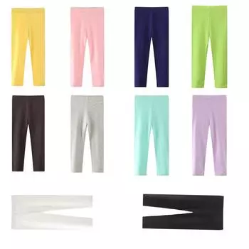 Детские однотонные леггинсы, удобные брюки 6T