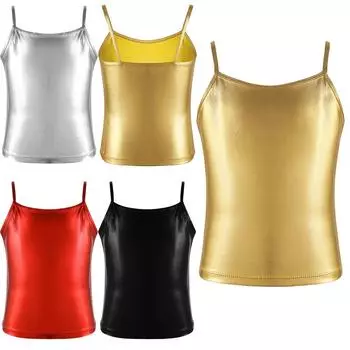 Детские однотонные майки для девочек без рукавов, танцевальный жилет, топ, спортивные костюмы для тренировок в тренажерном зале 5-6 Years золотой