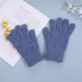 Детские однотонные полубархатные перчатки для осени и зимы, теплые бархатные перчатки для мальчиков и девочек, вязаные перчатки из кораллового бархата One Size