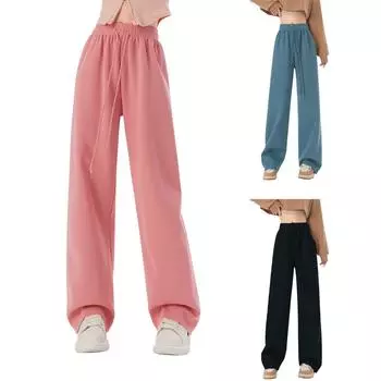 Детские однотонные повседневные брюки, свободные штаны для йоги, спортивные штаны, длинные брюки M чёрный