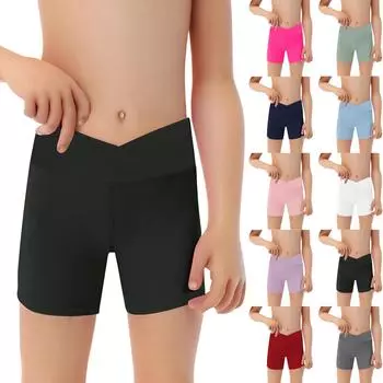 Детские однотонные повседневные леггинсы для йоги с высокой талией и эластичными брюками длиной три четверти 110 чёрный