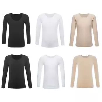 Детские однотонные тонкие флисовые рубашки с длинными рукавами для девочек, эластичные термостойкие пуловеры с круглым вырезом, топы 2-4 Years телесный