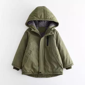Детские однотонные утолщенные куртки-пальто для девочек и мальчиков 110 армия зеленый