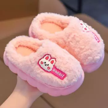 Детские осенне-зимние домашние нескользящие тапочки из хлопка 24-25 inner length 16CM розовый