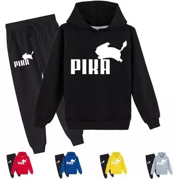 Детские осенне-зимние джемперы с рисунком Пикачу и рисунком покемонов, топы, детский свитер с капюшоном, комплект 100-170 см 170cm чёрный