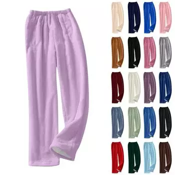 Детские осенне-зимние милые однотонные брюки из плюша, повседневные брюки 100 бежевый