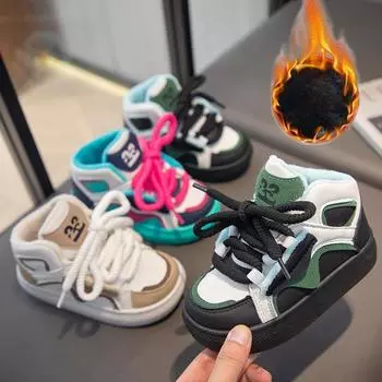 Детские осенне-зимние низкие дышащие кроссовки для скейтбординга для детей и студентов, трендовые беговые спортивные кроссовки для мальчиков и девочек, удобные кроссовки для спортзала 26 чёрный