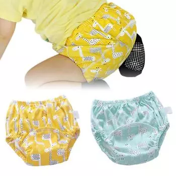Детские осенне-зимние теплые водонепроницаемые хлопковые 6-слойные тренировочные подгузники, штаны, подгузники M жёлтый