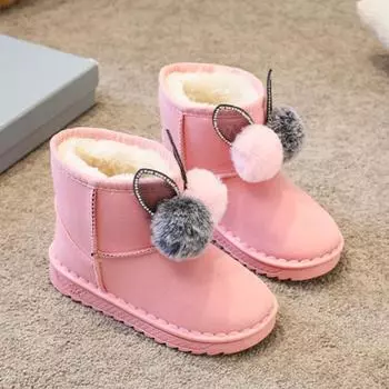 Детские осенне-зимние теплые зимние ботинки для девочек, утепленные флисовые модные ботинки для мальчиков 25 розовый