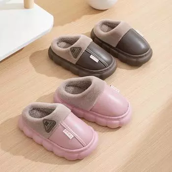 Детские осенне-зимние водонепроницаемые тапочки из кожи и хлопка 24/25 Inner Length 15.5CM