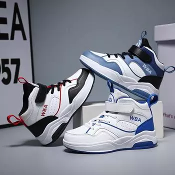 Детские осенние новые кожаные удобные износостойкие баскетбольные кроссовки для мальчиков с мягкой подошвой 31