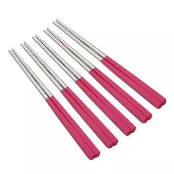 Детские палочки для еды Raonnuri Pick Me Color Basic, ярко-розовые, 5 шт.