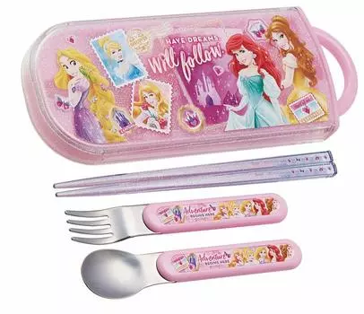 Детские палочки для еды Skater Bento, набор из трех палочек для еды, ложка и вилка Princess Disney TACC2 16,5 см