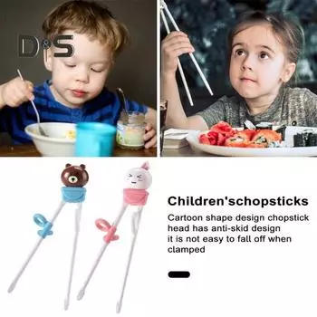 Детские палочки для еды, забавный дизайн с животными, Нескользящие съемные эргономичные тренировочные палочки для еды, посуда для детей Rabbit