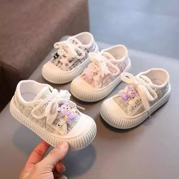 Детские парусиновые кеды: Дышащая осенняя обувь для мальчиков и девочек от 1 до 6 лет 14.0cm 21 красный