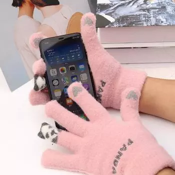 Детские перчатки Aldult Kawai Cold Protection Winter Plush Sleeves Stretch Knit as the picture