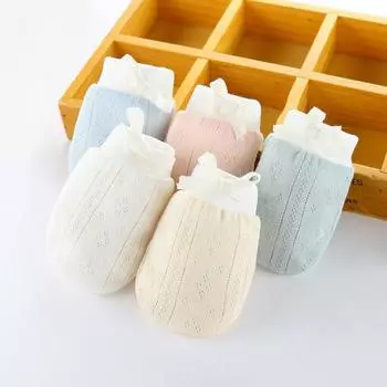 Детские перчатки Чехлы для ног Хлопковые наручники Защитные перчатки для лица от царапин для младенцев жёлтый