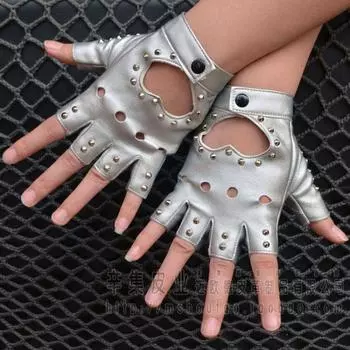 Детские перчатки для барабанной установки в стиле панк с заклепками для шаффл-танца Silver one pay S