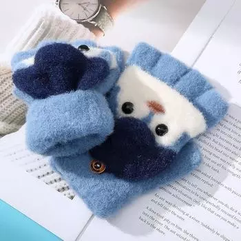 Детские перчатки Penguin с полупальцами, зимние, холодные, утолщенные, для детей среднего и большого размера, с открытыми пальцами, для письма, с откидной крышкой, на пять пальцев recommended for 8-12 years old