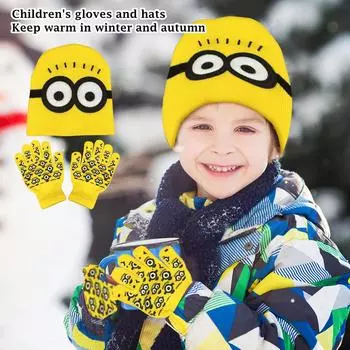 Детские перчатки Spider Man, осенне-зимний тренд, сокровище, вязаная пряжа, детская бархатная шапка, перчатки, комплект из двух предметов One Size