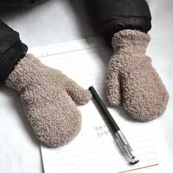 Детские перчатки теплые плюшевые толстые теплые детские перчатки зимние плюс бархатные варежки детские коралловые перчатки с закрытыми пальцами для мальчиков и девочек перчатки розовый