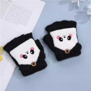 Детские перчатки зимние теплые полупальцевые откидные перчатки для мальчиков для малышей маленькие плюс бархат и утолщение для девочек непромокаемые перчатки без пальцев для письма One Size