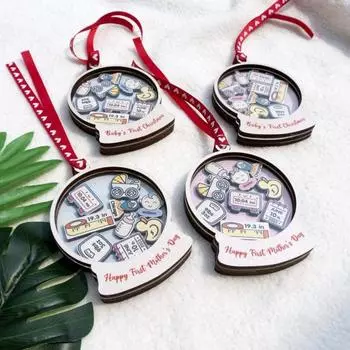 Детские первые рождественские подвесные украшения, одежда в форме искусственного хрустального шара, детские аксессуары, очаровательные деревянные поделки, подвеска с украшением в виде рождественской елки A