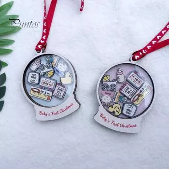 Детские первые рождественские подвесные украшения, одежда в форме искусственного хрустального шара, детские аксессуары, очаровательные деревянные поделки, подвеска с украшением в виде рождественской елки