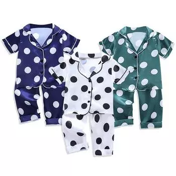 Детские пижамы, детская одежда для мальчиков и девочек, комплект одежды для сна с волнистым принтом S тёмно-синий