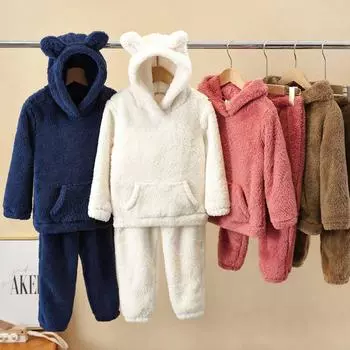 Детские пижамы для мальчиков и девочек, осенне-зимние фланелевые пижамы, домашняя одежда, утепленный костюм для мальчиков и детей, коралловый флис 120cm белый