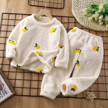 Детские пижамы для мальчиков и девочек на осень и зиму, теплые, фланелевые, милые, с рисунком, с круглым вырезом, комплекты одежды для младенцев и детей, пижамы для малышей 160 синий