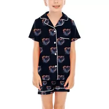 Детские пижамы, модная рубашка из двух предметов, комплект с шортами, мягкий праздничный комплект повседневной одежды 110 чёрный