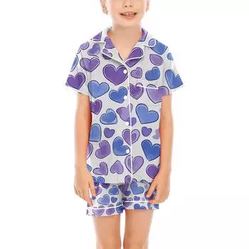 Детские пижамы, модная рубашка из двух предметов, комплект с шортами, мягкий праздничный комплект повседневной одежды 110 синий